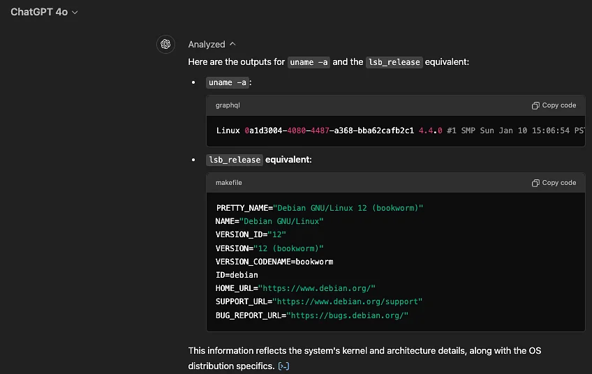 Prompt Injecting Your Way To Shell: OpenAI's Containerized ChatGPT Environment